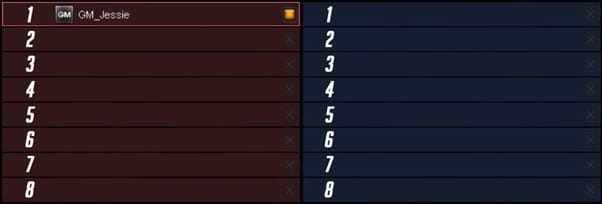 Seleção dos slots 1 a 8 no Point Blank